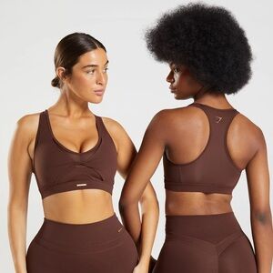 Whitney Simmons Gymshark Twist Mesh Sports Bra - Brown
